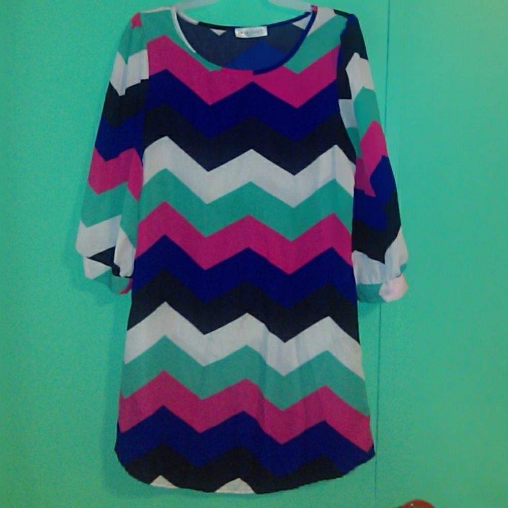Multicolored Chevron Dress!